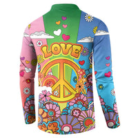 Hippie Peace Love Button Sweatshirt Colorful Style - Wonder Print Shop