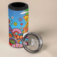 Hippie Peace Love 4 in 1 Can Cooler Tumbler Colorful Style - Wonder Print Shop