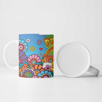 Hippie Peace Love Ceramic Mug Colorful Style - Wonder Print Shop