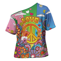 Hippie Peace Love Cross Shoulder Shirt Colorful Style - Wonder Print Shop