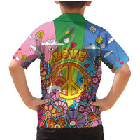 Hippie Peace Love Family Matching Mermaid Dress and Hawaiian Shirt Colorful Style - Wonder Print Shop