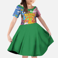 Hippie Peace Love Family Matching Off The Shoulder Long Sleeve Dress and Hawaiian Shirt Colorful Style - Wonder Print Shop