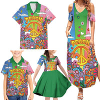 Hippie Peace Love Family Matching Summer Maxi Dress and Hawaiian Shirt Colorful Style - Wonder Print Shop