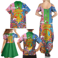 Hippie Peace Love Family Matching Summer Maxi Dress and Hawaiian Shirt Colorful Style - Wonder Print Shop