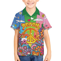 Hippie Peace Love Family Matching Tank Maxi Dress and Hawaiian Shirt Colorful Style - Wonder Print Shop