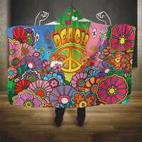 Hippie Peace Love Hooded Blanket Colorful Style - Wonder Print Shop