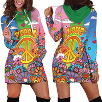 Hippie Peace Love Hoodie Dress Colorful Style - Wonder Print Shop