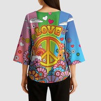 Hippie Peace Love Kimono Sleeve Blouse Colorful Style - Wonder Print Shop