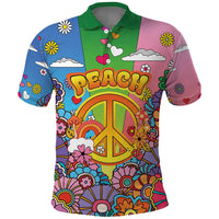 Hippie Peace Love Polo Shirt Colorful Style - Wonder Print Shop