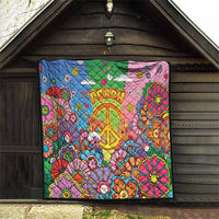 Hippie Peace Love Quilt Colorful Style - Wonder Print Shop