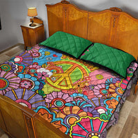 Hippie Peace Love Quilt Bed Set Colorful Style - Wonder Print Shop