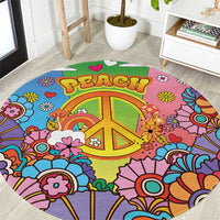 Hippie Peace Love Round Carpet Colorful Style - Wonder Print Shop