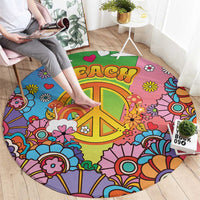 Hippie Peace Love Round Carpet Colorful Style - Wonder Print Shop