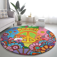 Hippie Peace Love Round Carpet Colorful Style - Wonder Print Shop