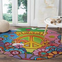 Hippie Peace Love Round Carpet Colorful Style - Wonder Print Shop