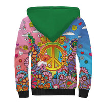 Hippie Peace Love Sherpa Hoodie Colorful Style - Wonder Print Shop