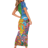 Hippie Peace Love Short Sleeve Bodycon Dress Colorful Style - Wonder Print Shop