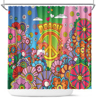 Hippie Peace Love Shower Curtain Colorful Style - Wonder Print Shop
