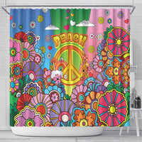 Hippie Peace Love Shower Curtain Colorful Style - Wonder Print Shop