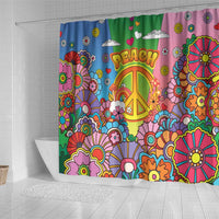 Hippie Peace Love Shower Curtain Colorful Style - Wonder Print Shop