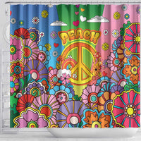 Hippie Peace Love Shower Curtain Colorful Style - Wonder Print Shop