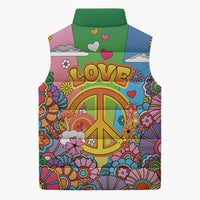 Hippie Peace Love Sleeveless Puffer Jacket Colorful Style - Wonder Print Shop