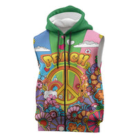 Hippie Peace Love Sleeveless Zip Hoodie Colorful Style - Wonder Print Shop