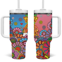 Hippie Peace Love Tumbler With Handle Colorful Style - Wonder Print Shop