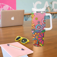 Hippie Peace Love Tumbler With Handle Colorful Style - Wonder Print Shop