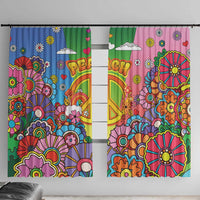 Hippie Peace Love Window Curtain Colorful Style - Wonder Print Shop