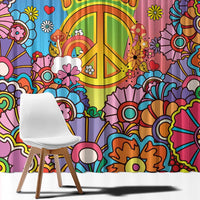 Hippie Peace Love Window Curtain Colorful Style - Wonder Print Shop