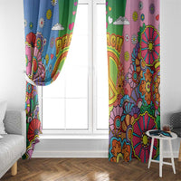 Hippie Peace Love Window Curtain Colorful Style - Wonder Print Shop