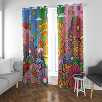 Hippie Peace Love Window Curtain Colorful Style - Wonder Print Shop