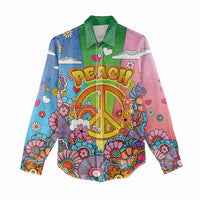 Hippie Peace Love Women Casual Shirt Colorful Style - Wonder Print Shop