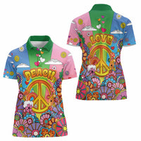 Hippie Peace Love Women Polo Shirt Colorful Style - Wonder Print Shop
