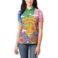 Hippie Peace Love Women Polo Shirt Colorful Style - Wonder Print Shop