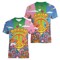 Hippie Peace Love Women V-Neck T-Shirt Colorful Style - Wonder Print Shop