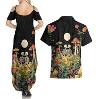 Skeleton Lovers Couples Matching Summer Maxi Dress and Hawaiian Shirt Hippie Gothic Aesthetic - Wonder Print Shop