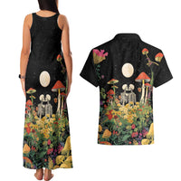 Skeleton Lovers Couples Matching Tank Maxi Dress and Hawaiian Shirt Hippie Gothic Aesthetic - Wonder Print Shop