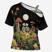 Skeleton Lovers Cross Shoulder Shirt Hippie Gothic Aesthetic - Wonder Print Shop