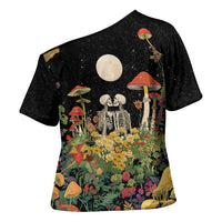 Skeleton Lovers Cross Shoulder Shirt Hippie Gothic Aesthetic - Wonder Print Shop