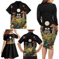 Skeleton Lovers Family Matching Long Sleeve Bodycon Dress and Hawaiian Shirt Hippie Gothic Aesthetic - Wonder Print Shop