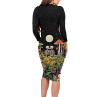 Skeleton Lovers Family Matching Long Sleeve Bodycon Dress and Hawaiian Shirt Hippie Gothic Aesthetic - Wonder Print Shop