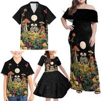 Skeleton Lovers Family Matching Off Shoulder Maxi Dress and Hawaiian Shirt Hippie Gothic Aesthetic - Wonder Print Shop