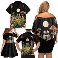 Skeleton Lovers Family Matching Off Shoulder Short Dress and Hawaiian Shirt Hippie Gothic Aesthetic - Wonder Print Shop