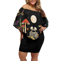 Skeleton Lovers Family Matching Off Shoulder Short Dress and Hawaiian Shirt Hippie Gothic Aesthetic - Wonder Print Shop