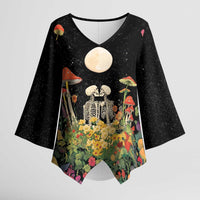 Skeleton Lovers Kimono Sleeve Blouse Hippie Gothic Aesthetic - Wonder Print Shop