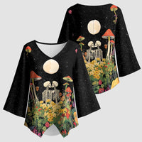 Skeleton Lovers Kimono Sleeve Blouse Hippie Gothic Aesthetic - Wonder Print Shop