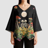 Skeleton Lovers Kimono Sleeve Blouse Hippie Gothic Aesthetic - Wonder Print Shop