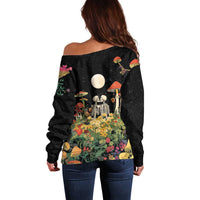 Skeleton Lovers Off Shoulder Sweater Hippie Gothic Aesthetic - Wonder Print Shop